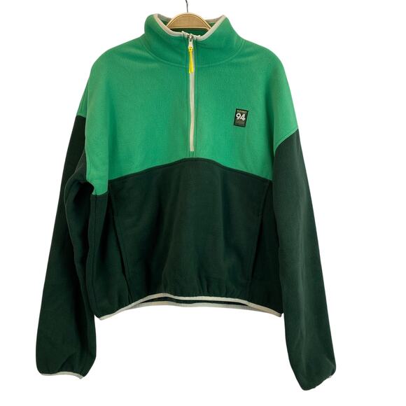 Old Navy Oversized Performance Fleece Cropped 1/2 Zip Jacket Women M Tall Green - Picture 1 of 10